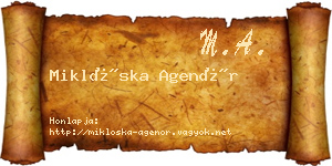 Miklóska Agenór névjegykártya